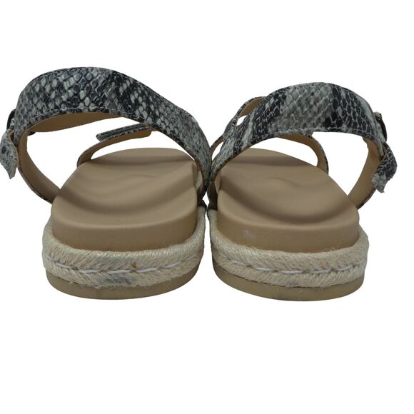 Abeo Isle Strap Gray Snakeskin Print Leather Open Toe Espadrille Flats Sandals - Picture 9 of 13